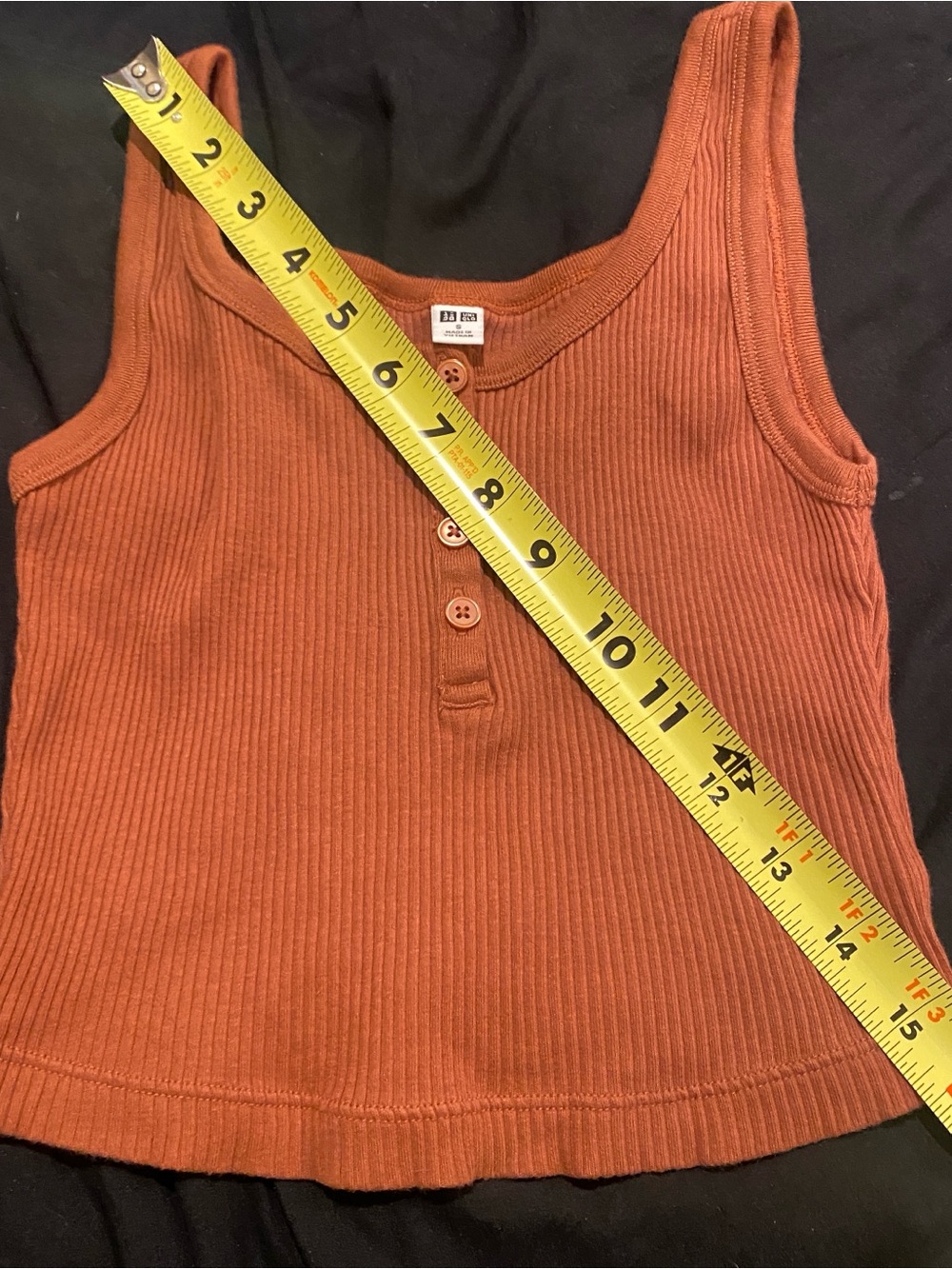 Top, Ribbed Button Tank - Rust - Picture 4 of 7